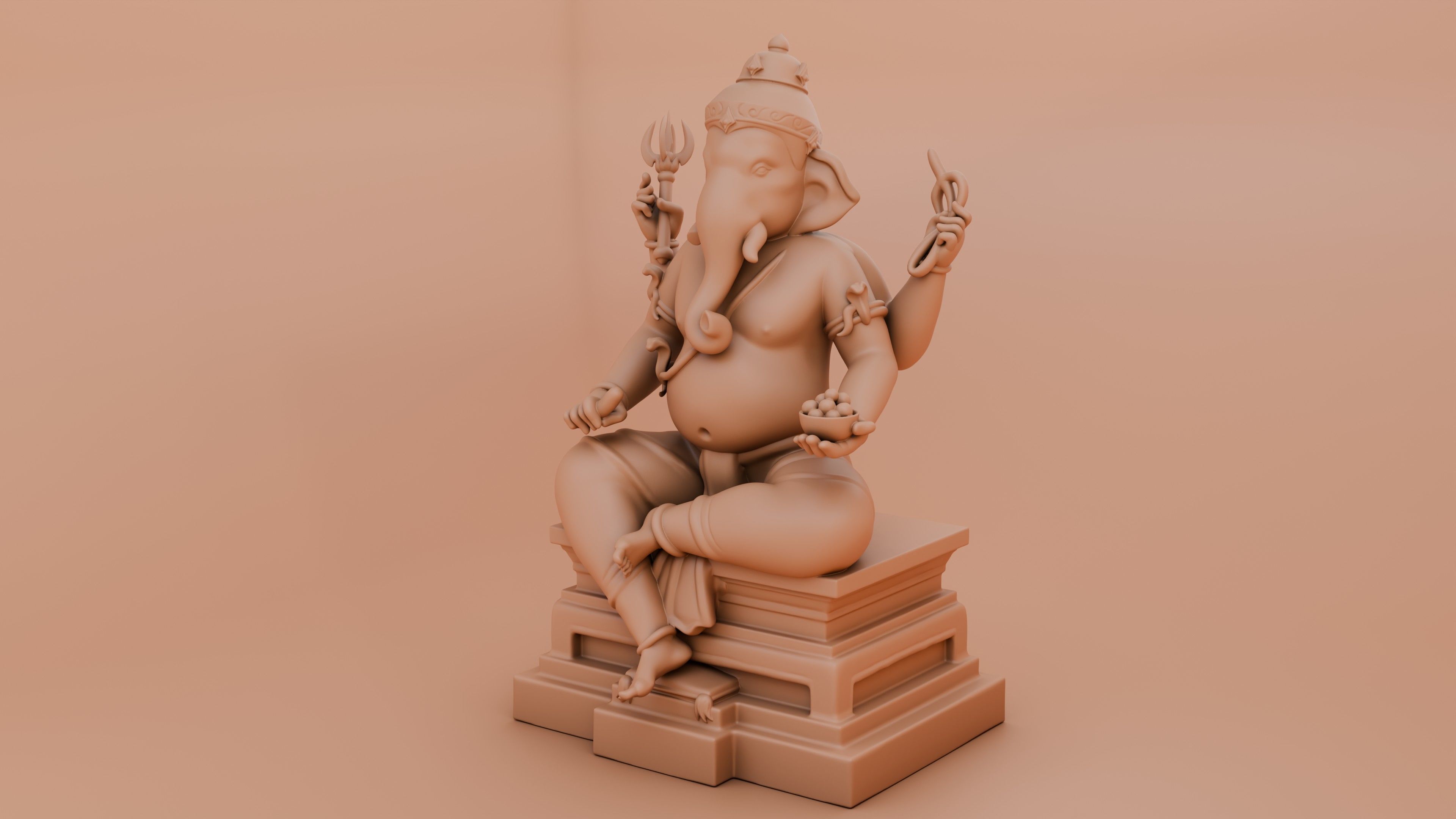 Ganesha bronze sculpture 3D print model_4