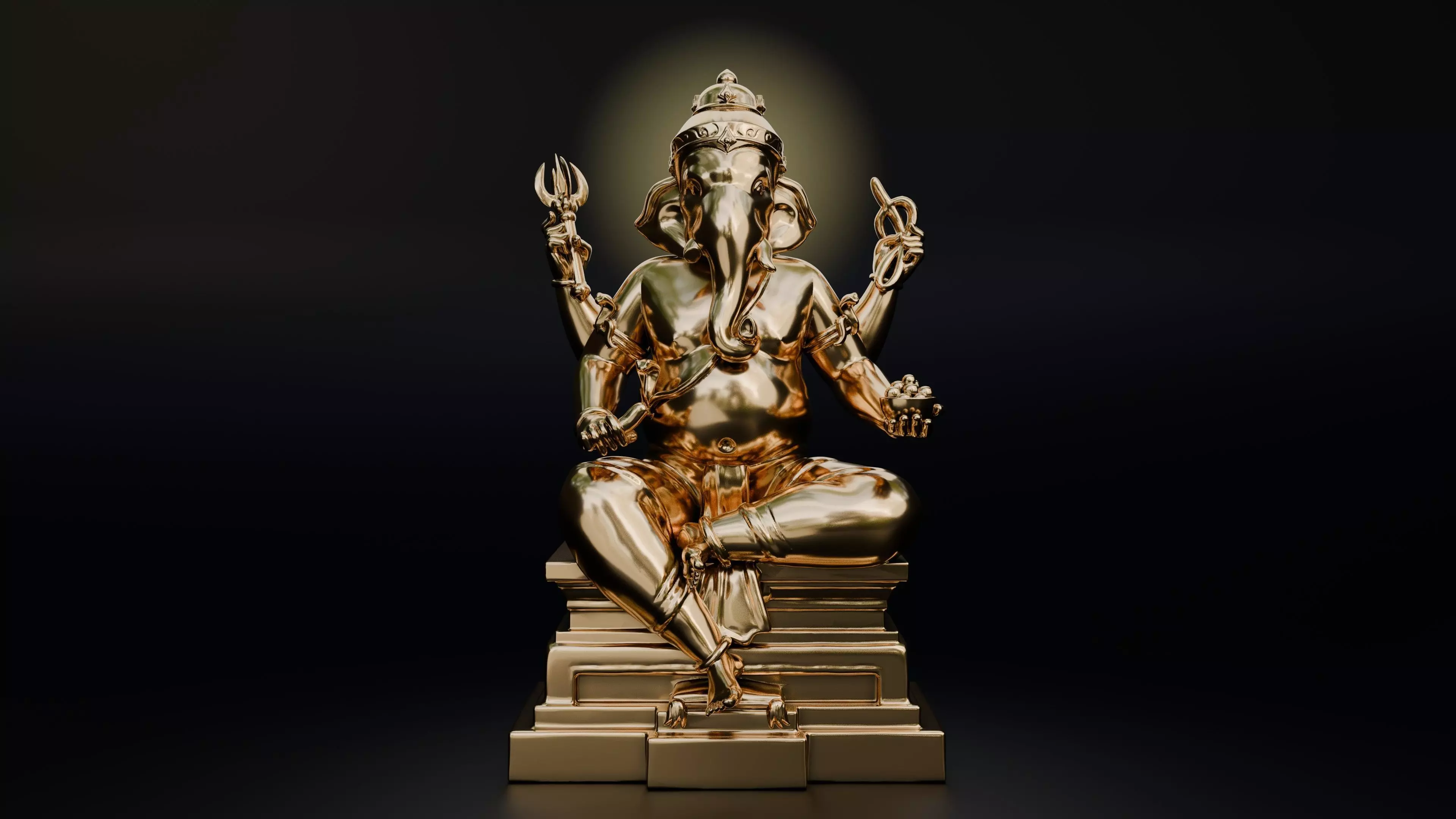 Ganesha bronze sculpture 3D print model_0