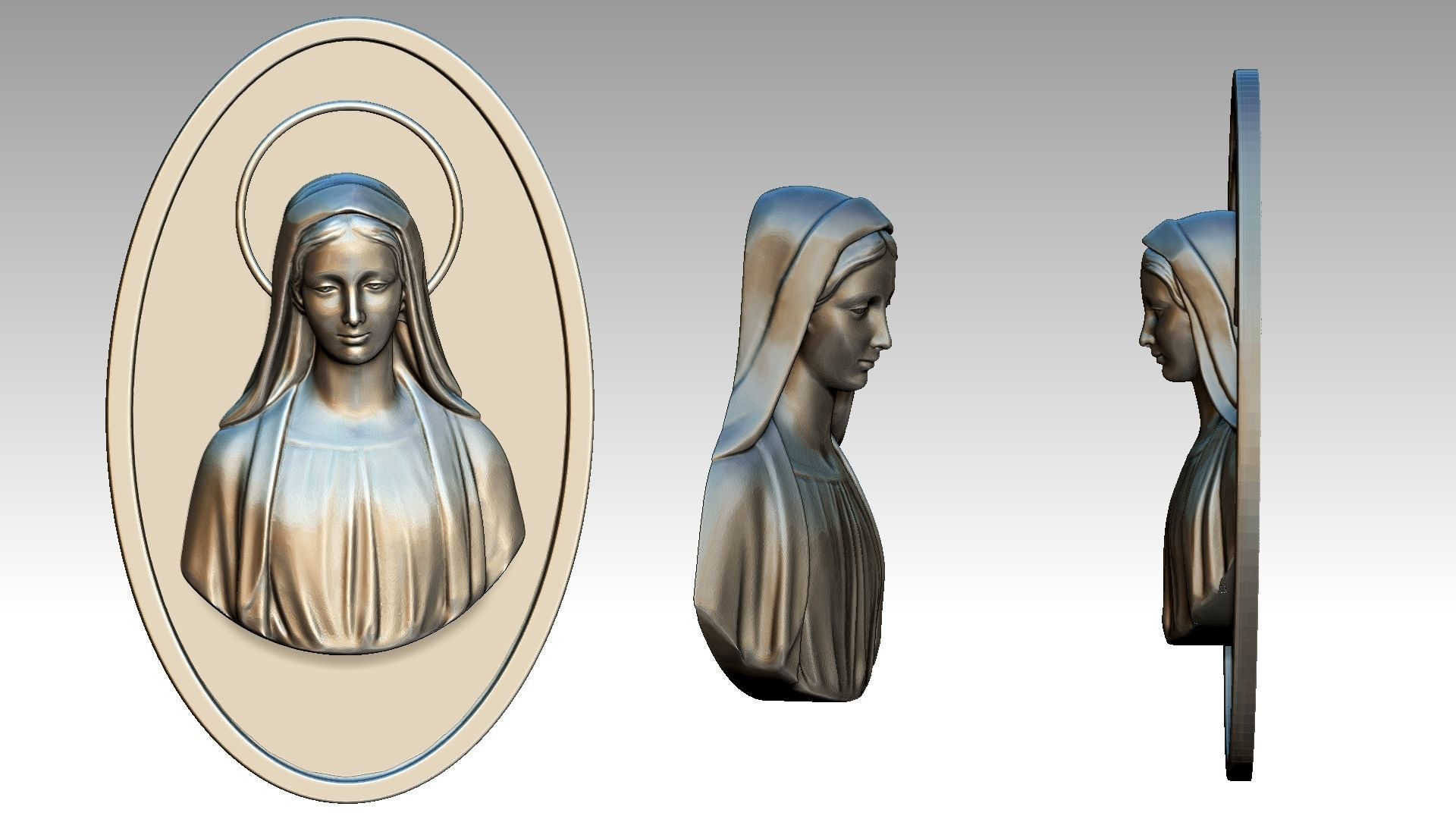 Virgin Mary Relief  3D print model_9