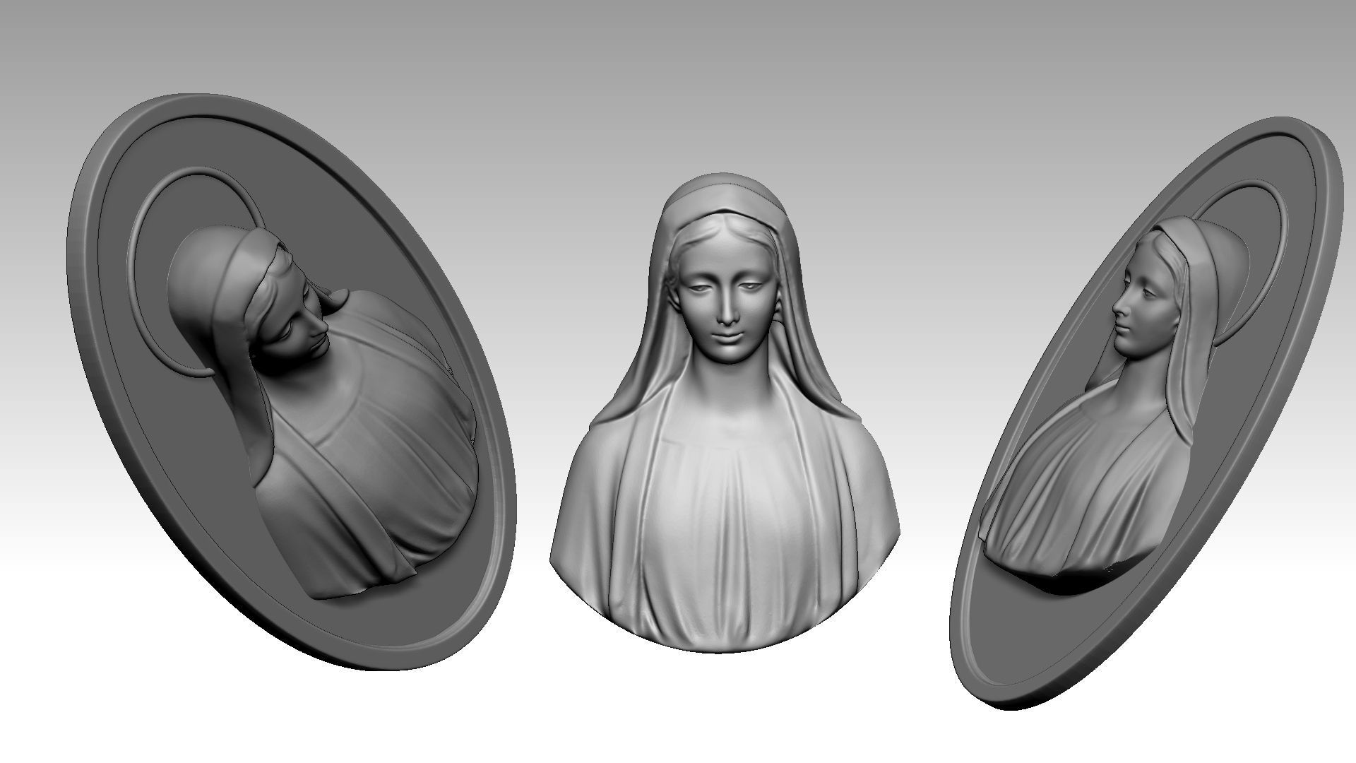 Virgin Mary Relief  3D print model_2