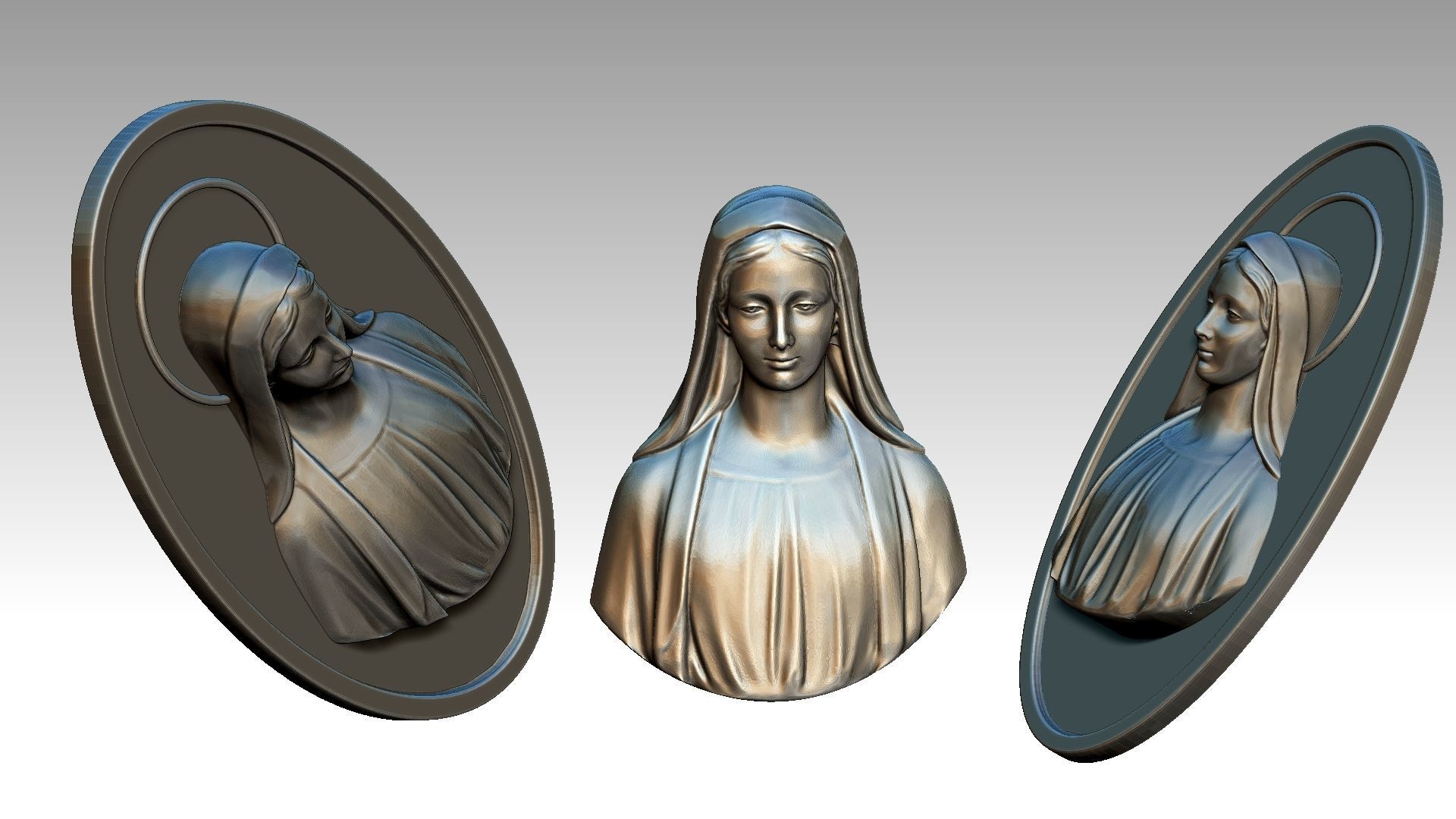 Virgin Mary Relief  3D print model_5