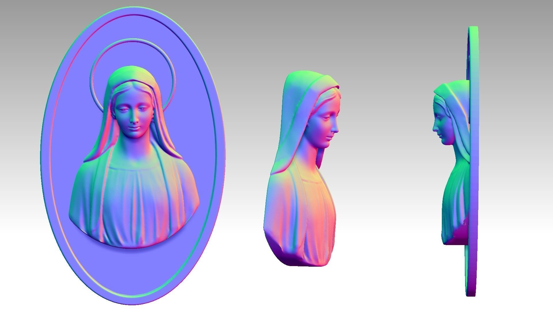 Virgin Mary Relief  3D print model_10