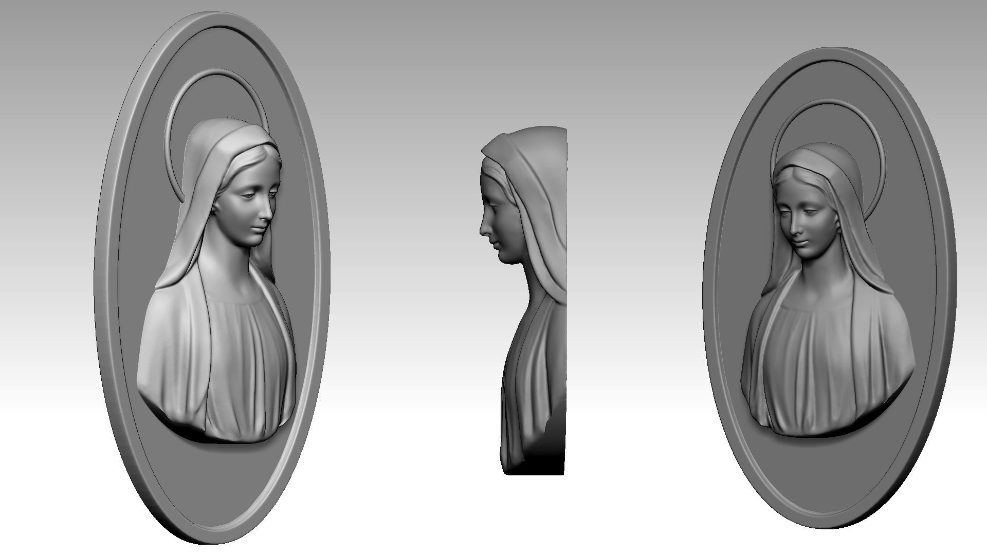 Virgin Mary Relief  3D print model_11
