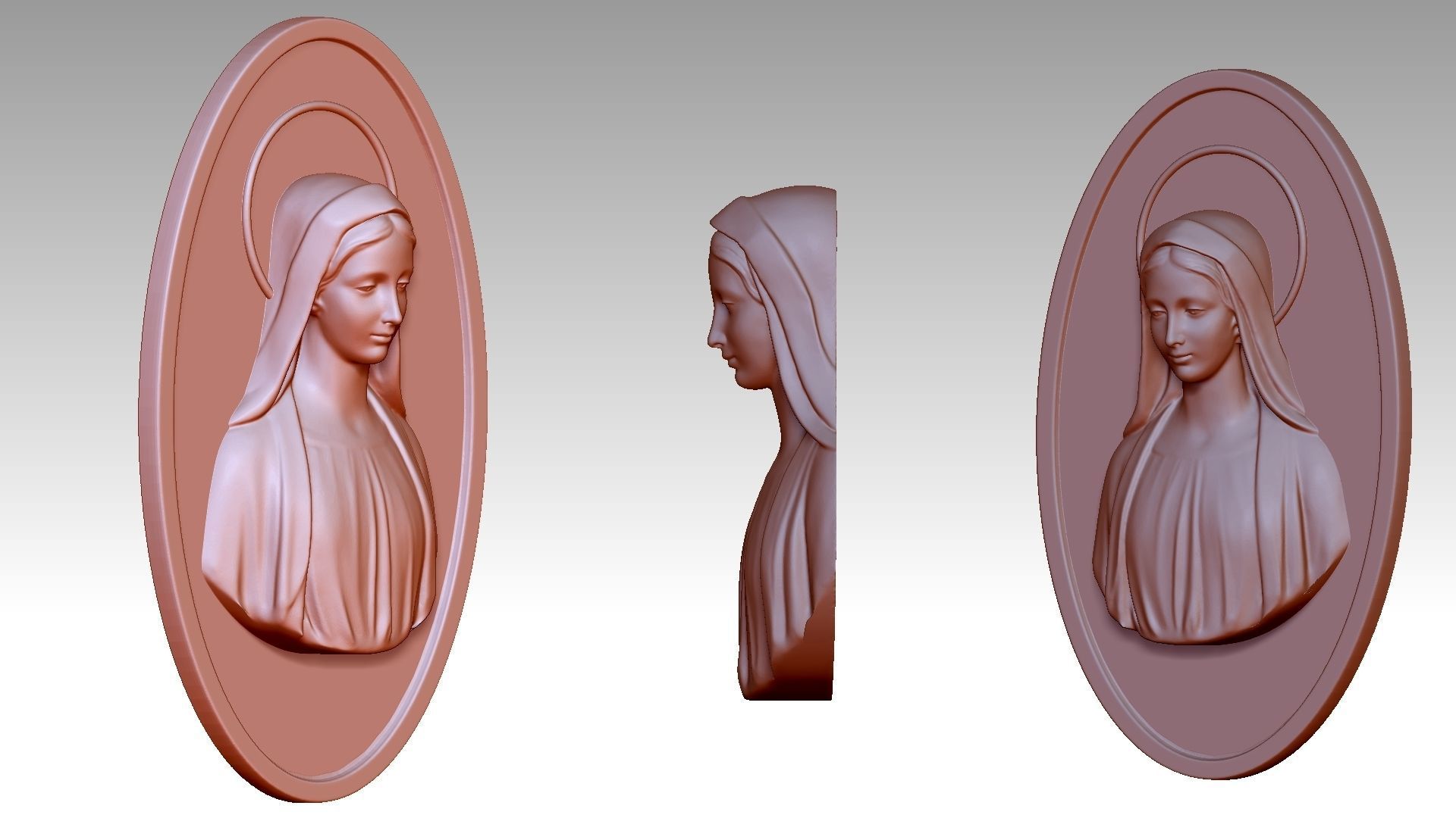 Virgin Mary Relief  3D print model_1
