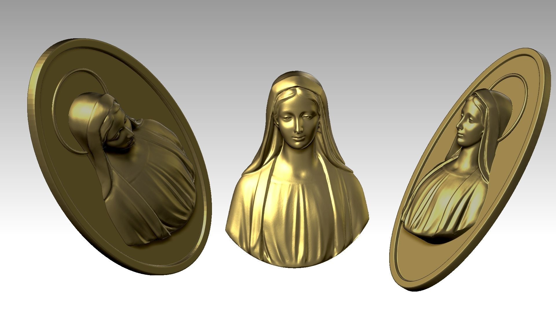 Virgin Mary Relief  3D print model_3