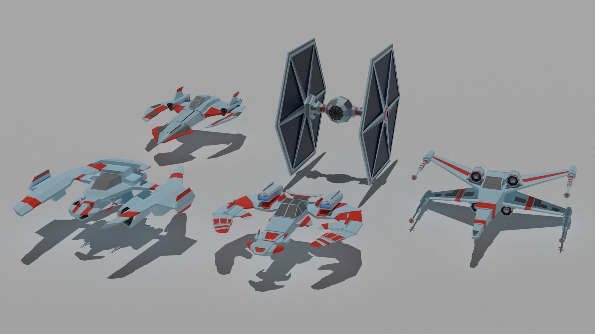 Low-poly spaceships game-ready collection Low-poly 3D model_4