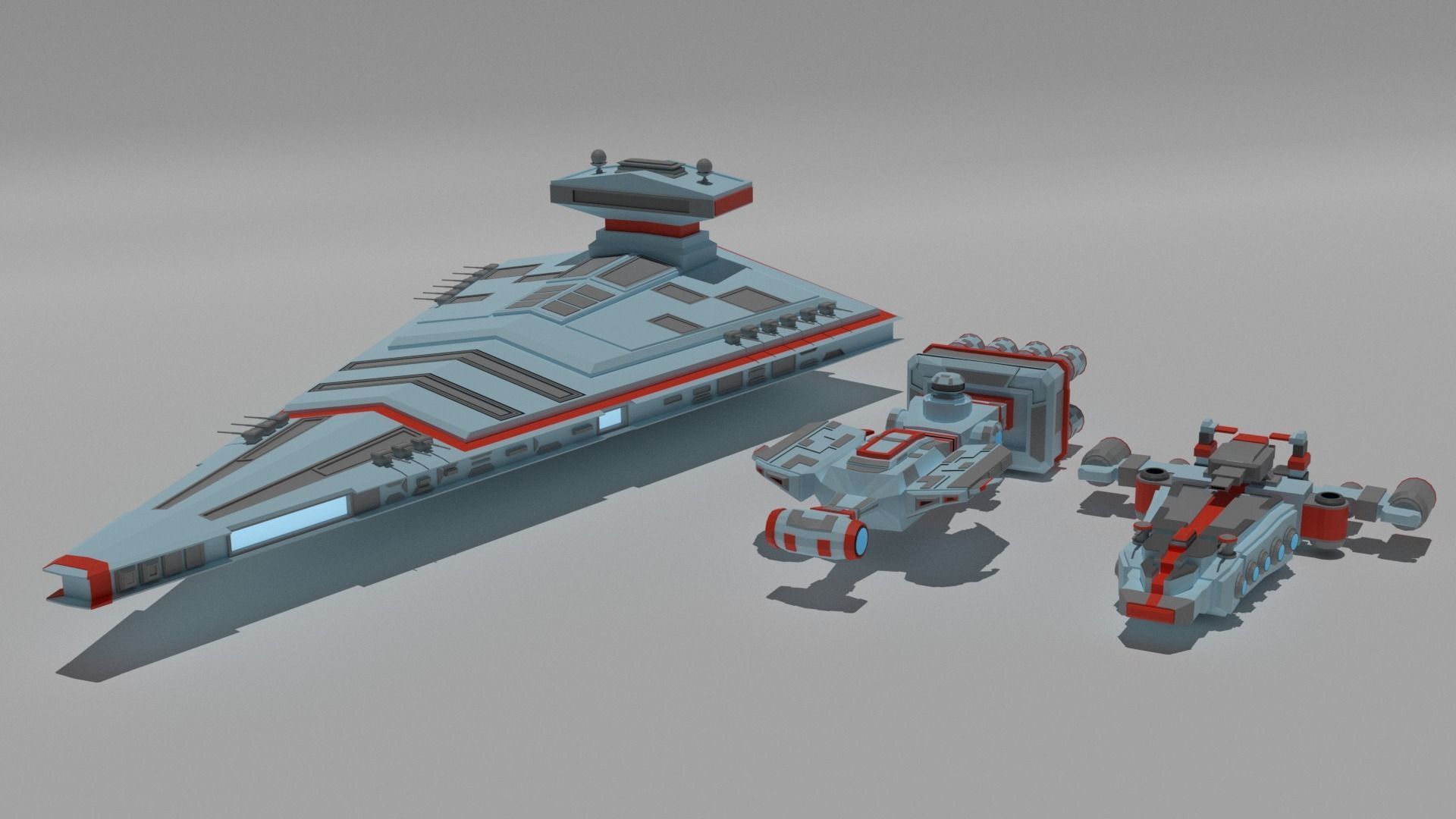 Low-poly spaceships game-ready collection Low-poly 3D model_2