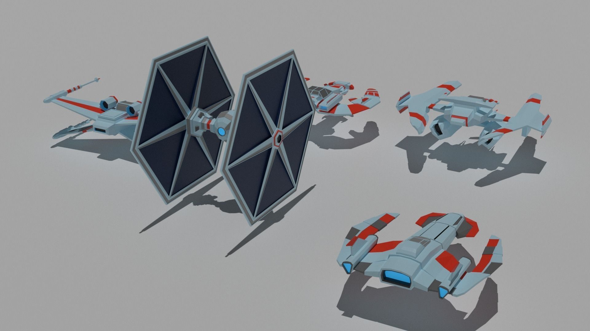 Low-poly spaceships game-ready collection Low-poly 3D model_5