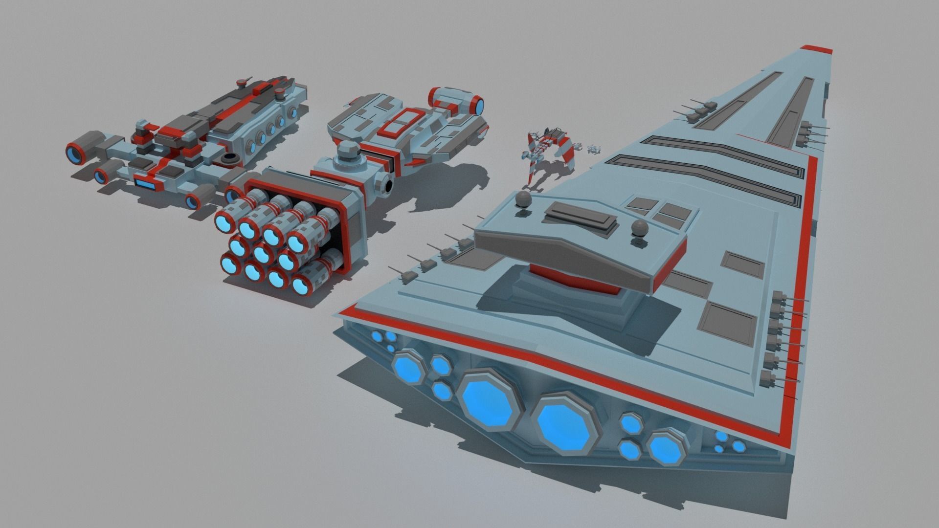 Low-poly spaceships game-ready collection Low-poly 3D model_1
