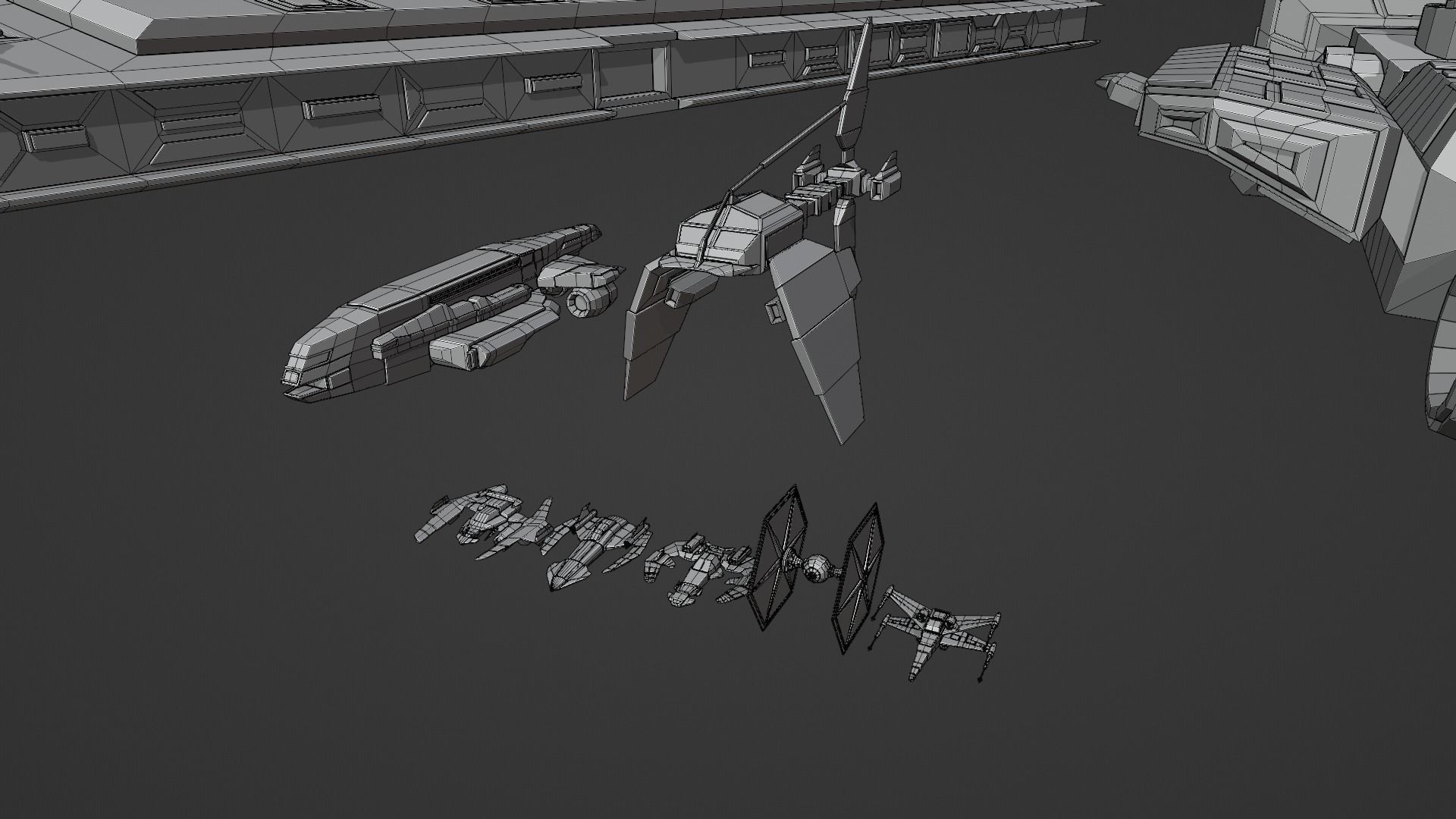 Low-poly spaceships game-ready collection Low-poly 3D model_7