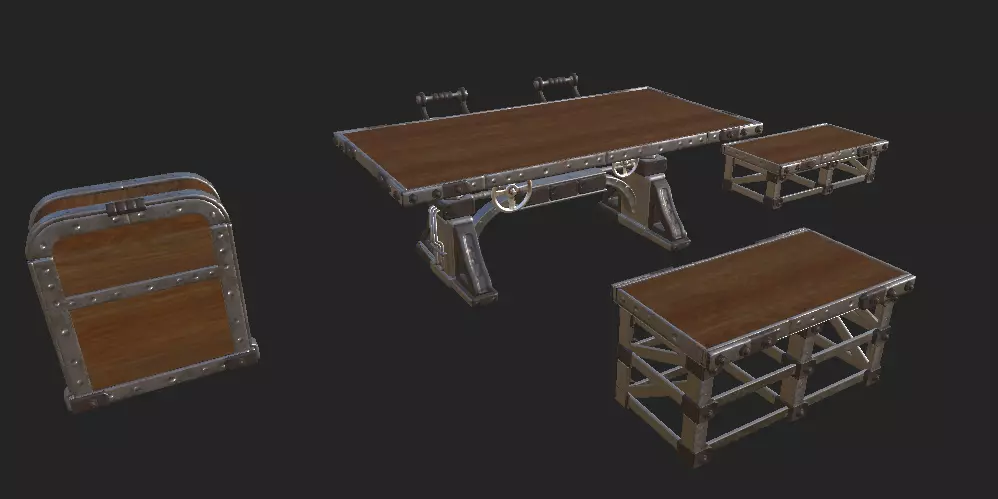 Workshop Desk PBR 4K GameReady Low-poly 3D model_0