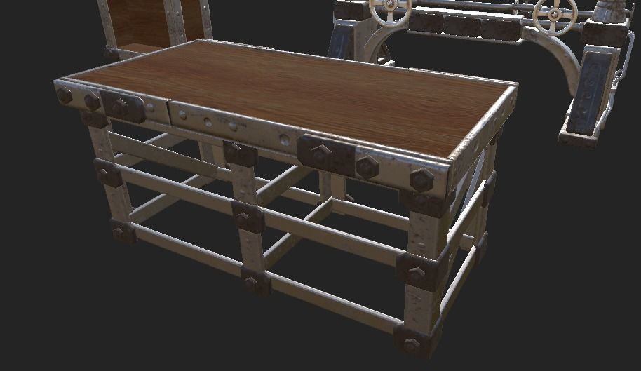 Workshop Desk PBR 4K GameReady Low-poly 3D model_2