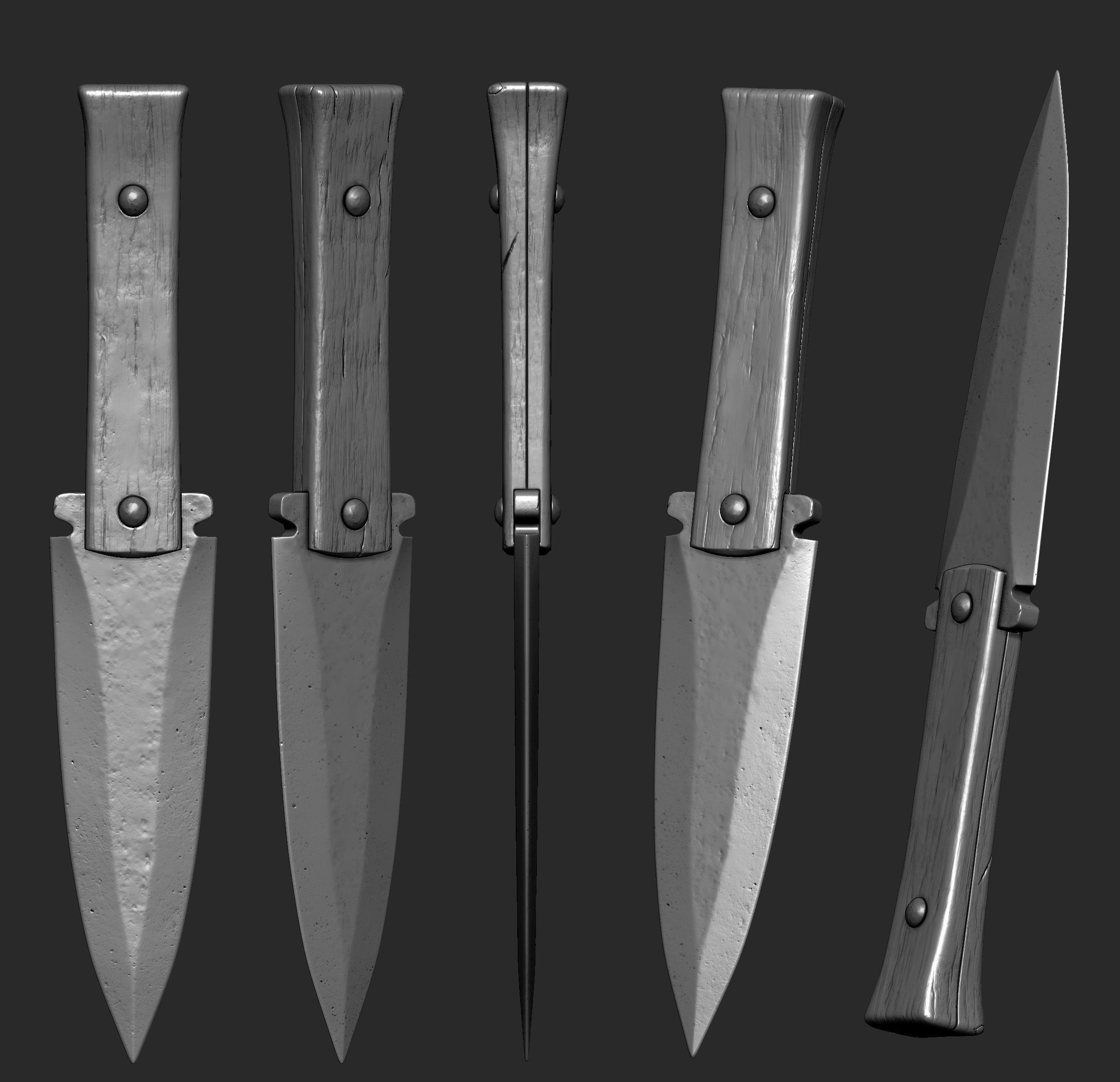 Hunting Knief Low-poly 3D model_3
