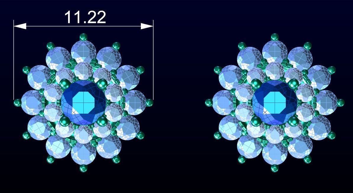Double Cluster Halo Earrings 1 3D print model_3