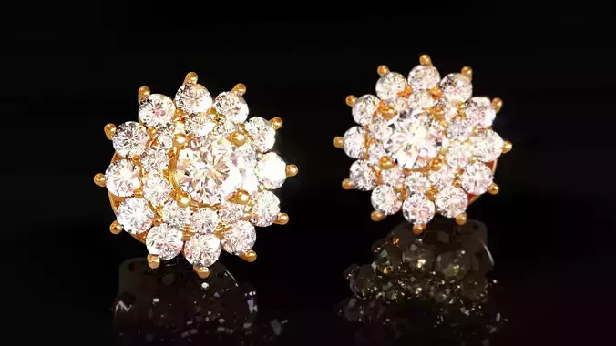 Double Cluster Halo Earrings 1 3D print model