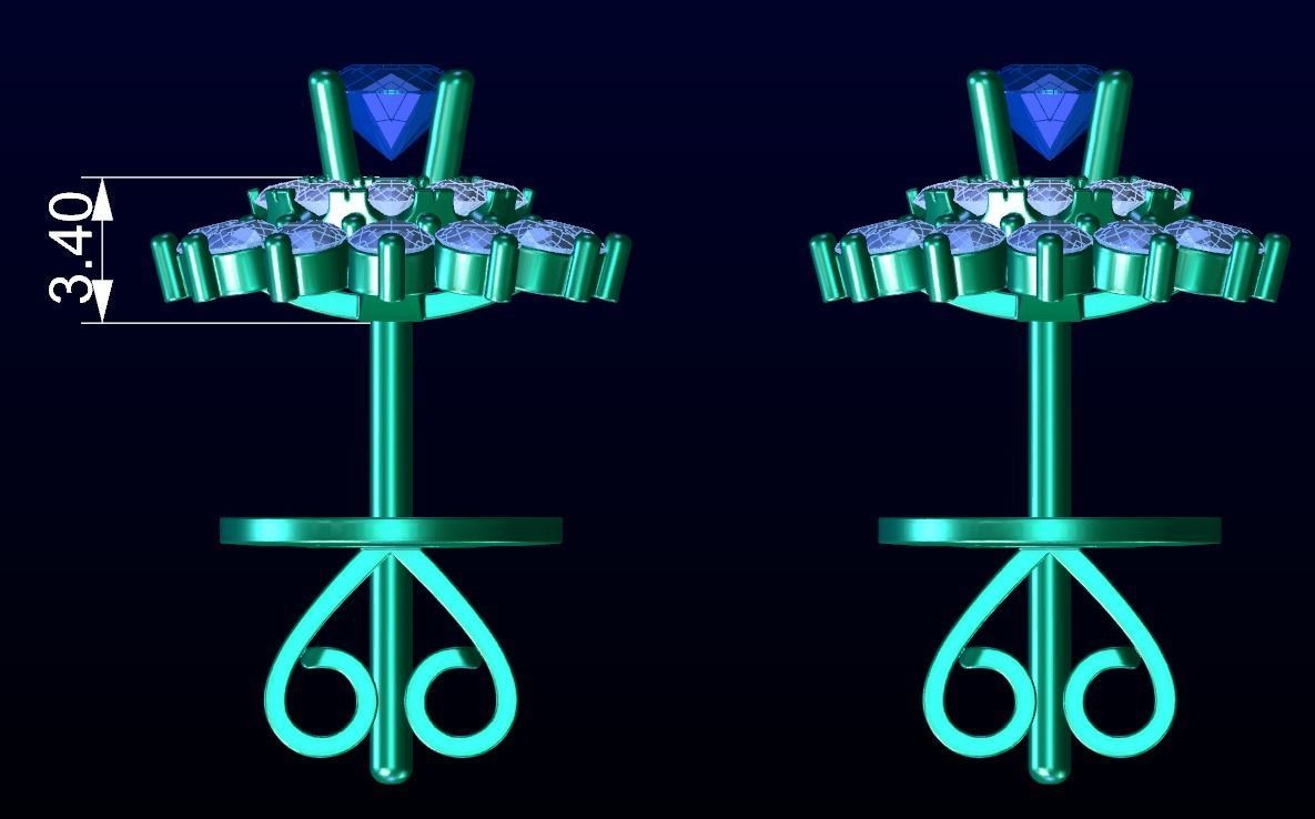 Double Cluster Halo Earrings 1 3D print model_2