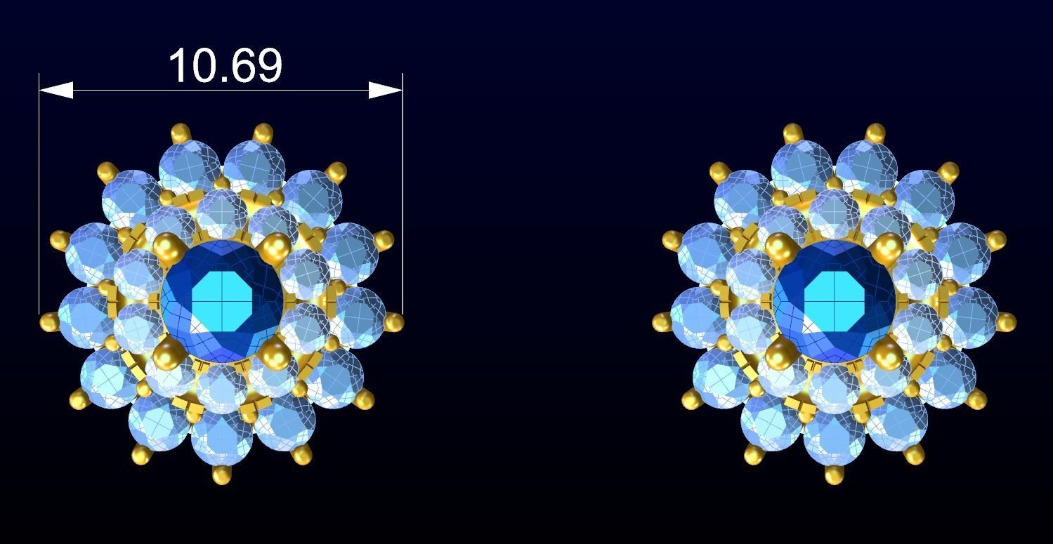 Double Cluster Halo Earrings 2 3D print model_2