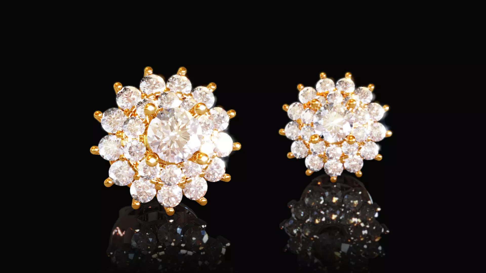 Double Cluster Halo Earrings 2 3D print model_0