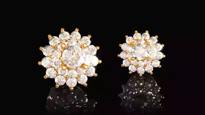 Double Cluster Halo Earrings 2 3D print model