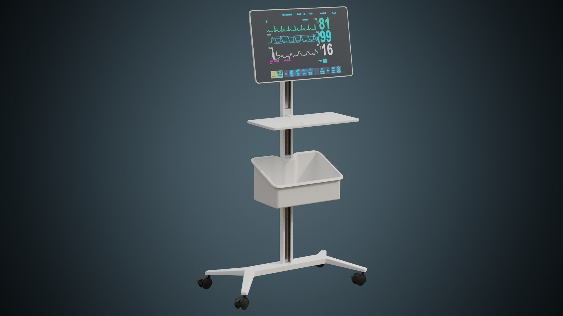 Electrocardiograph Machine 1 Basic Low-poly 3D model_1