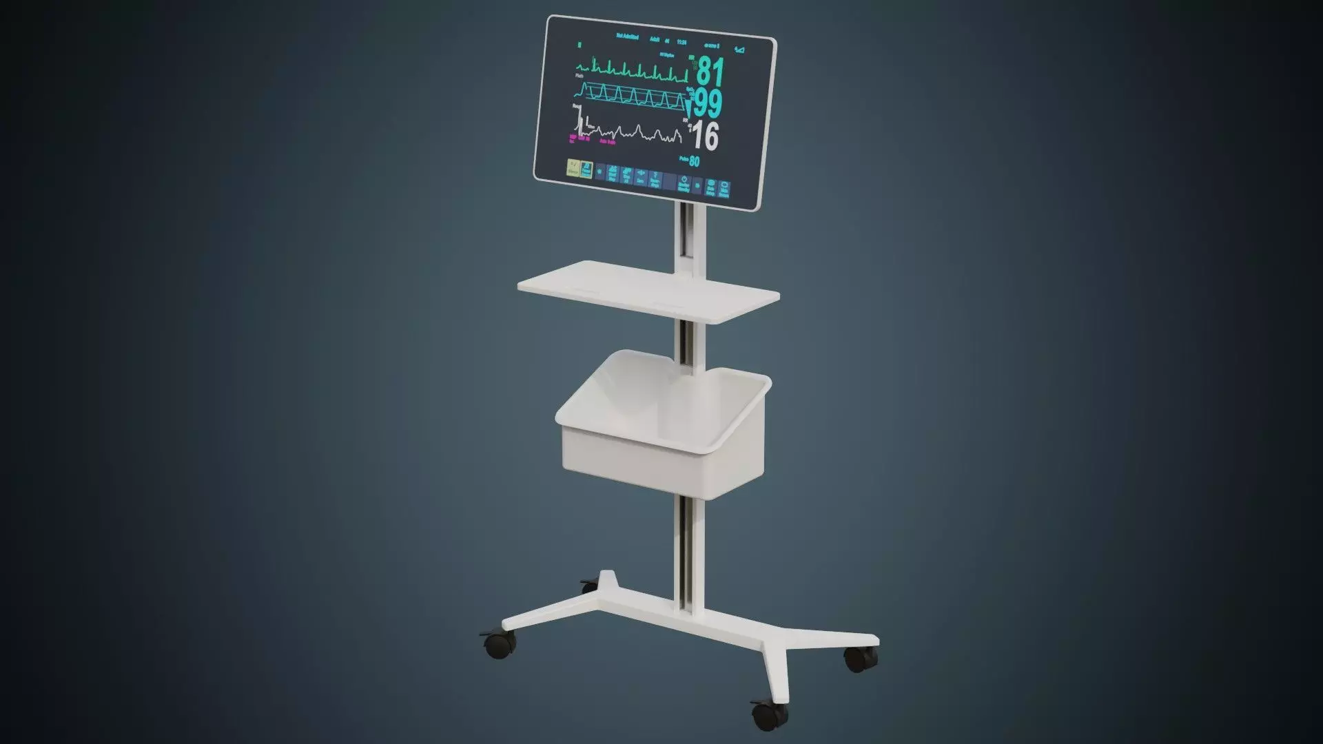 Electrocardiograph Machine 1 Basic Low-poly 3D model_0