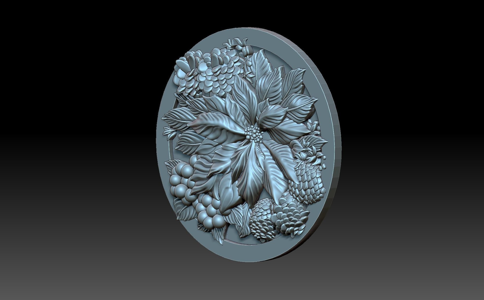 Decorative panel with flowers 3D print model_1