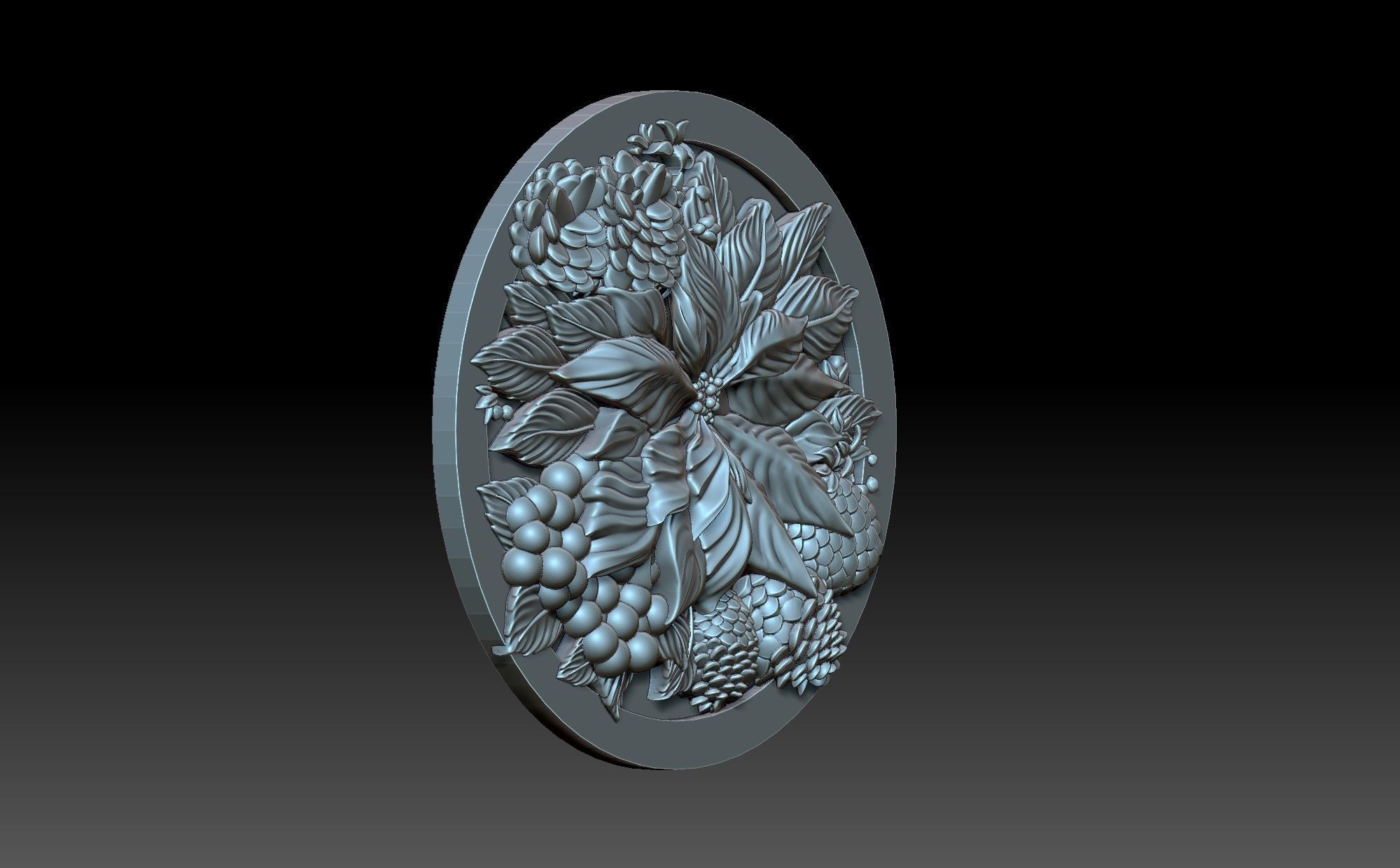 Decorative panel with flowers 3D print model_4