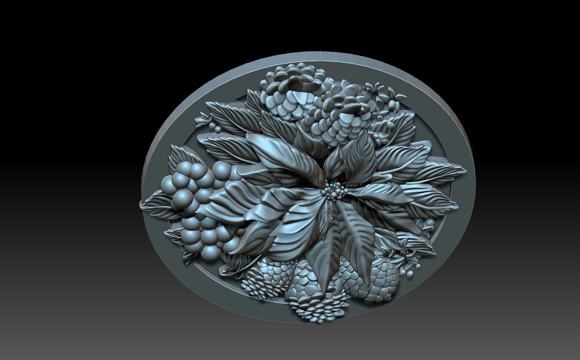 Decorative panel with flowers 3D print model_7