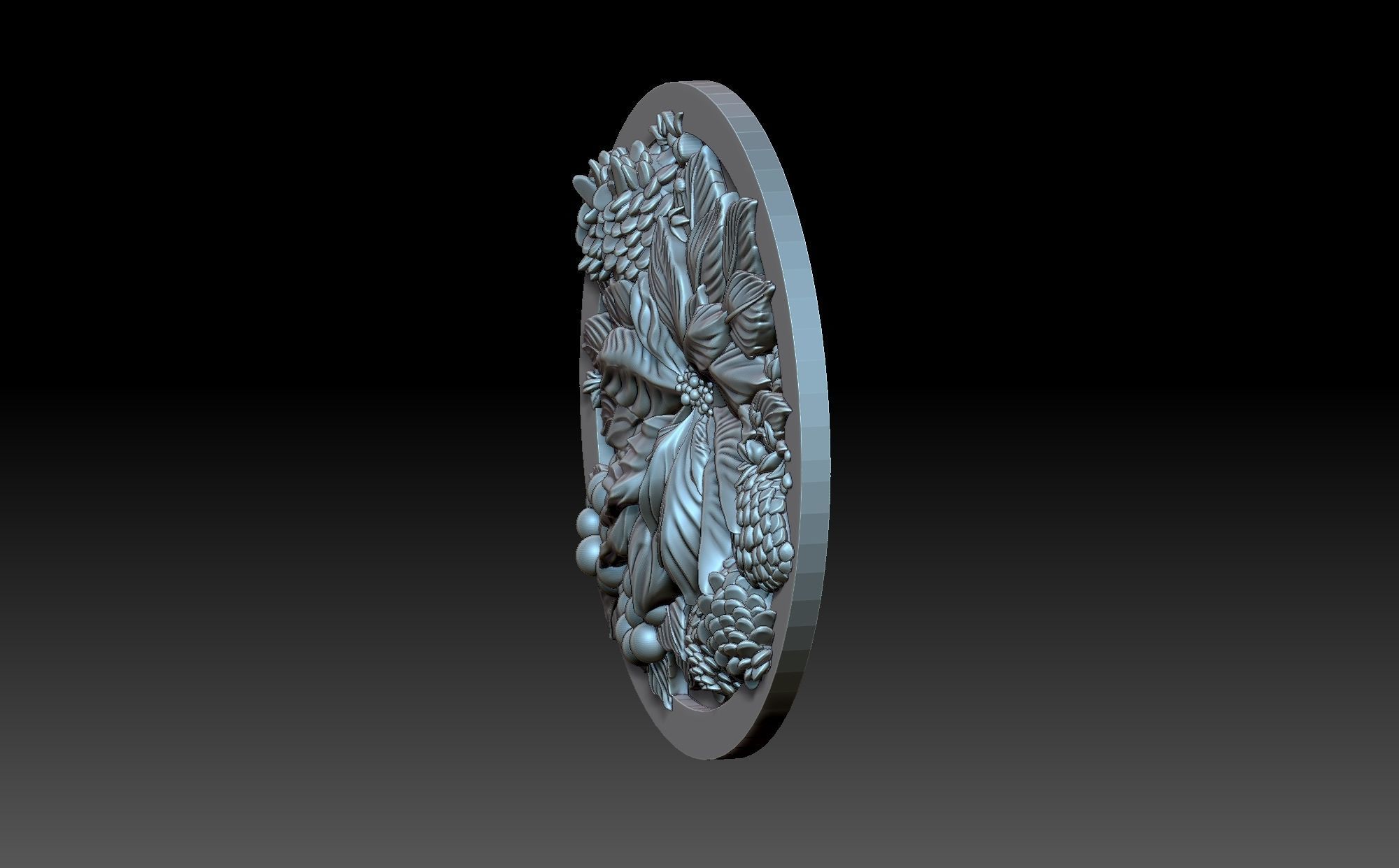 Decorative panel with flowers 3D print model_2