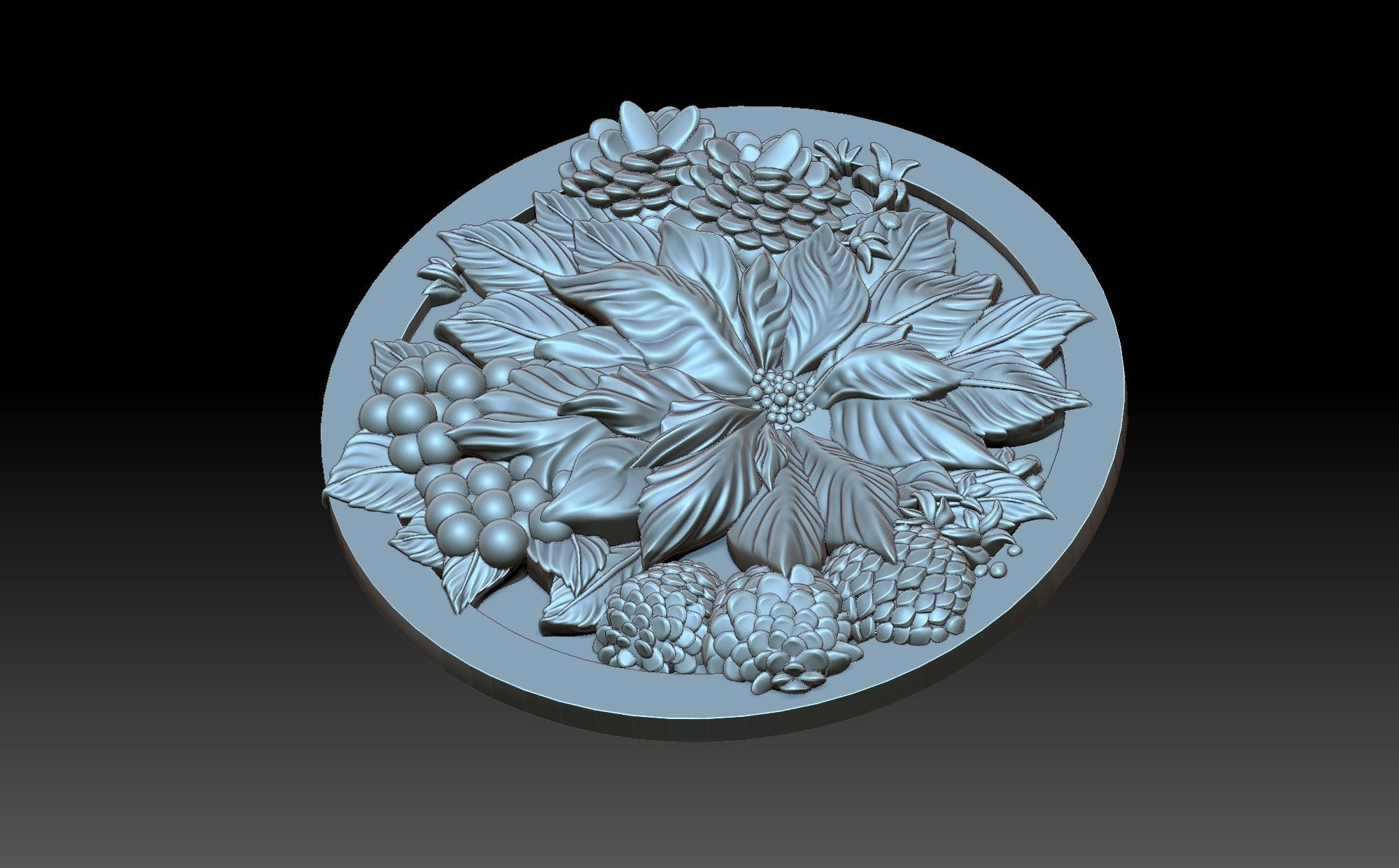 Decorative panel with flowers 3D print model_6