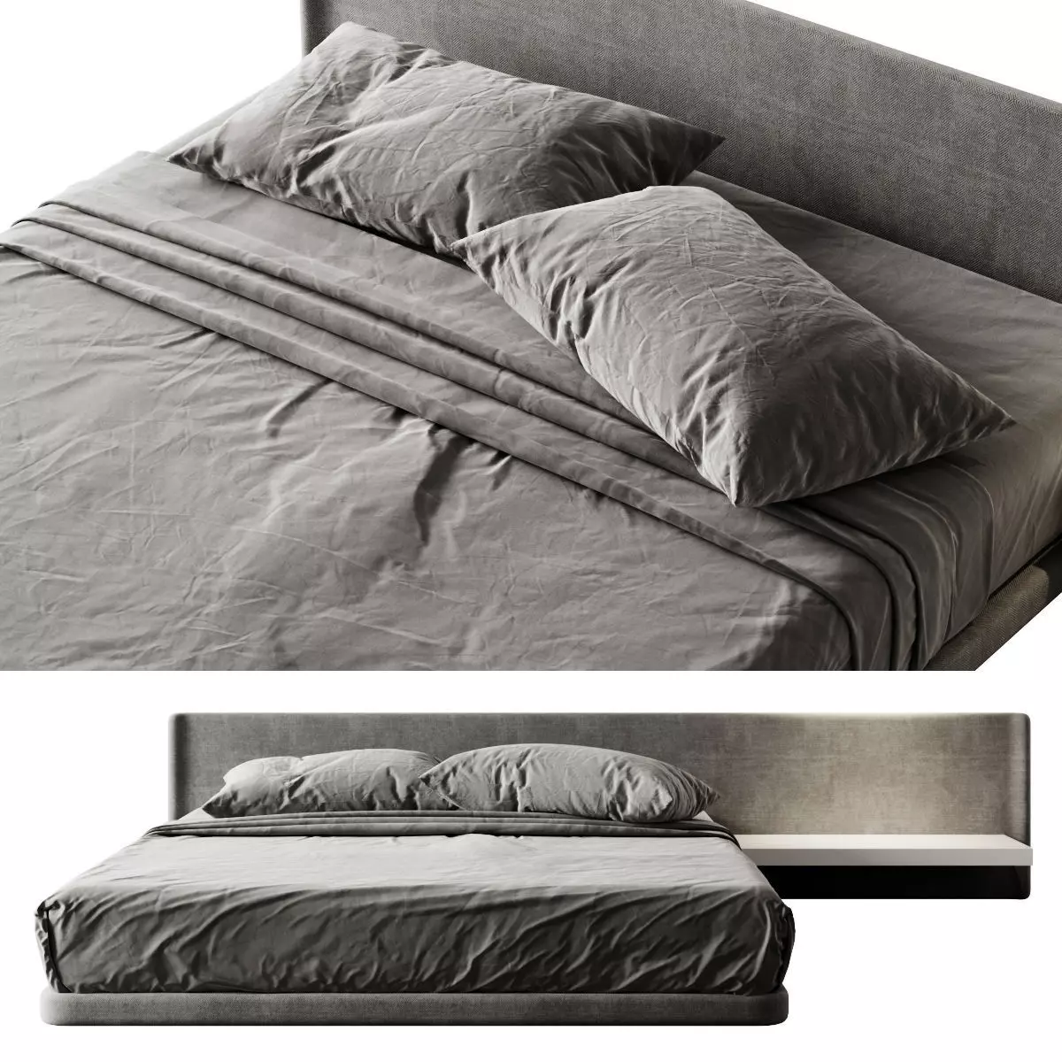 Bed 5 with shelf in middle 3D model_0