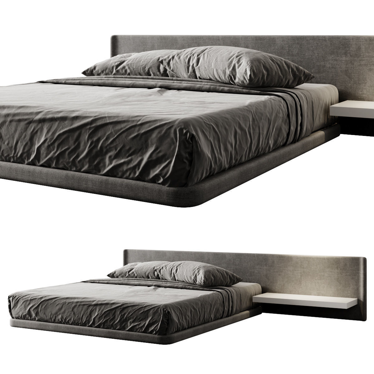 Bed 5 with shelf in middle 3D model_3