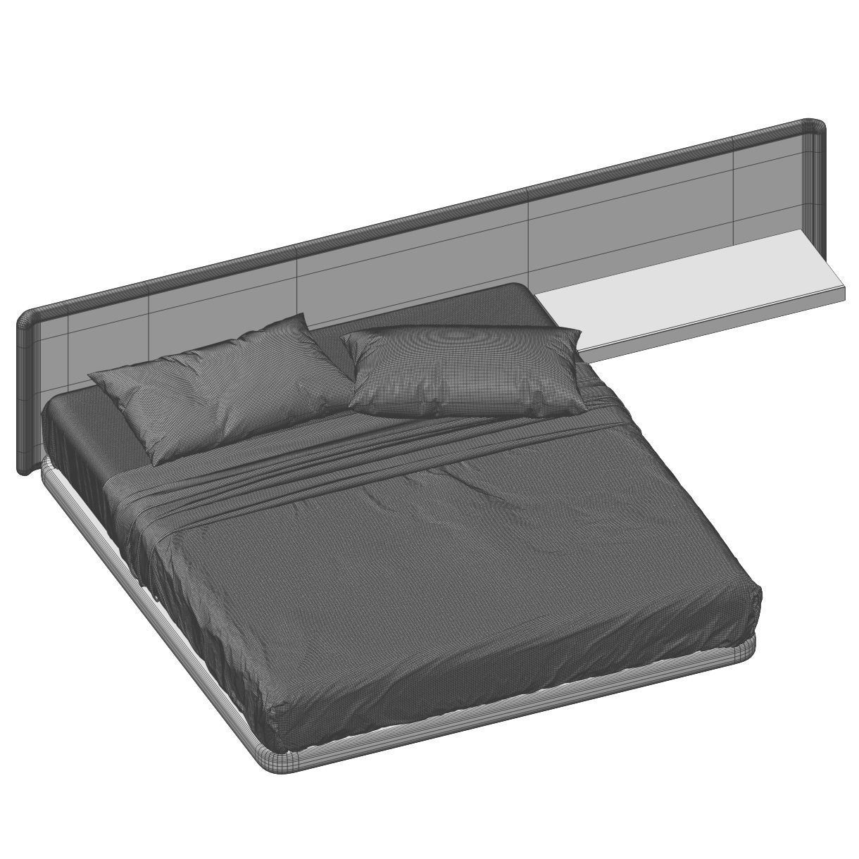 Bed 5 with shelf in middle 3D model_2