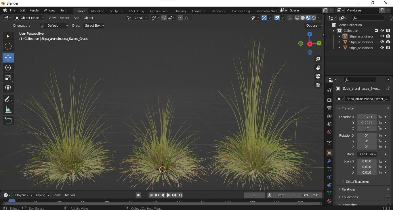 HQ Plants Stipa arundinacea Sweet Grass 3D model_5