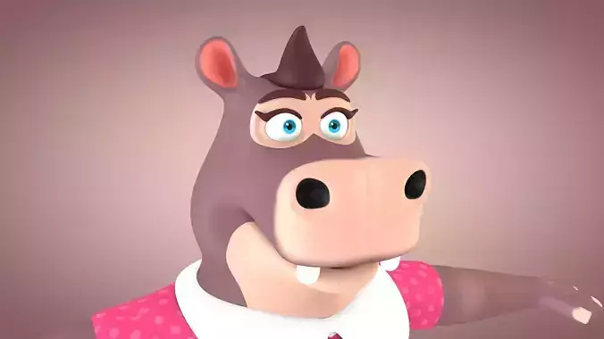 Hippo - Cartoon Hippopotamus Low-poly 3D model