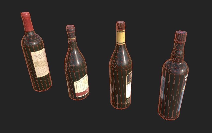 Wine Bottle Low-poly 3D model_5