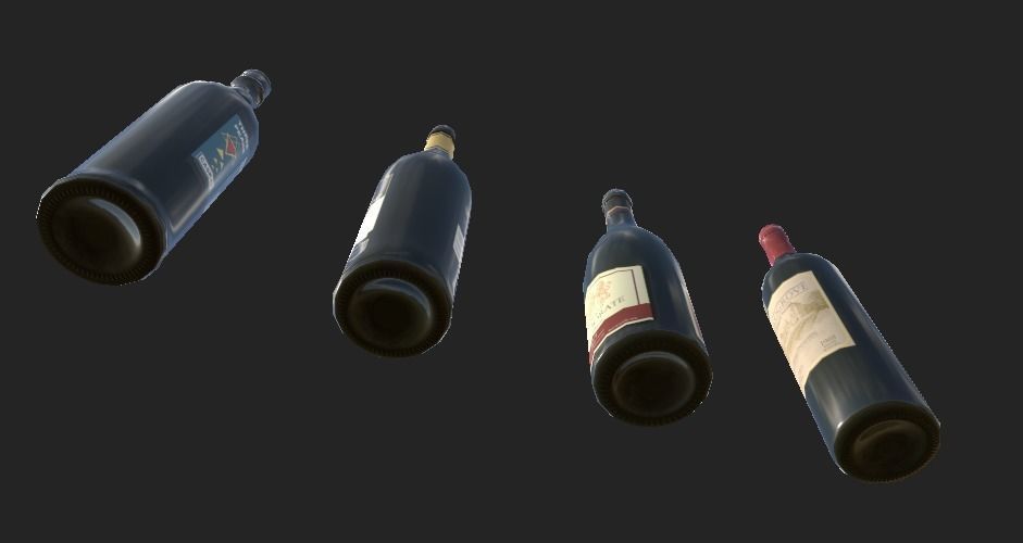 Wine Bottle Low-poly 3D model_3