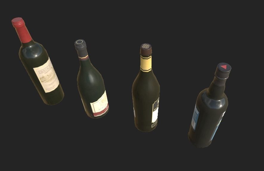 Wine Bottle Low-poly 3D model_4