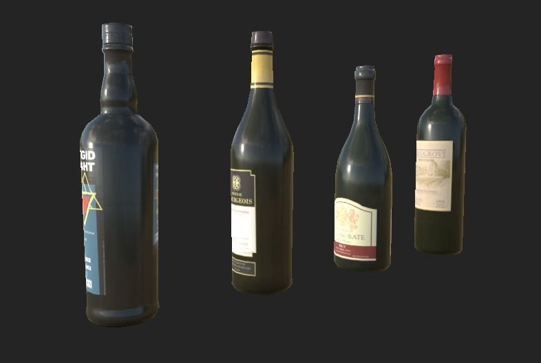 Wine Bottle Low-poly 3D model_2