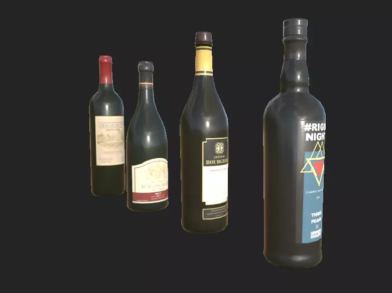 Wine Bottle Low-poly 3D model_0