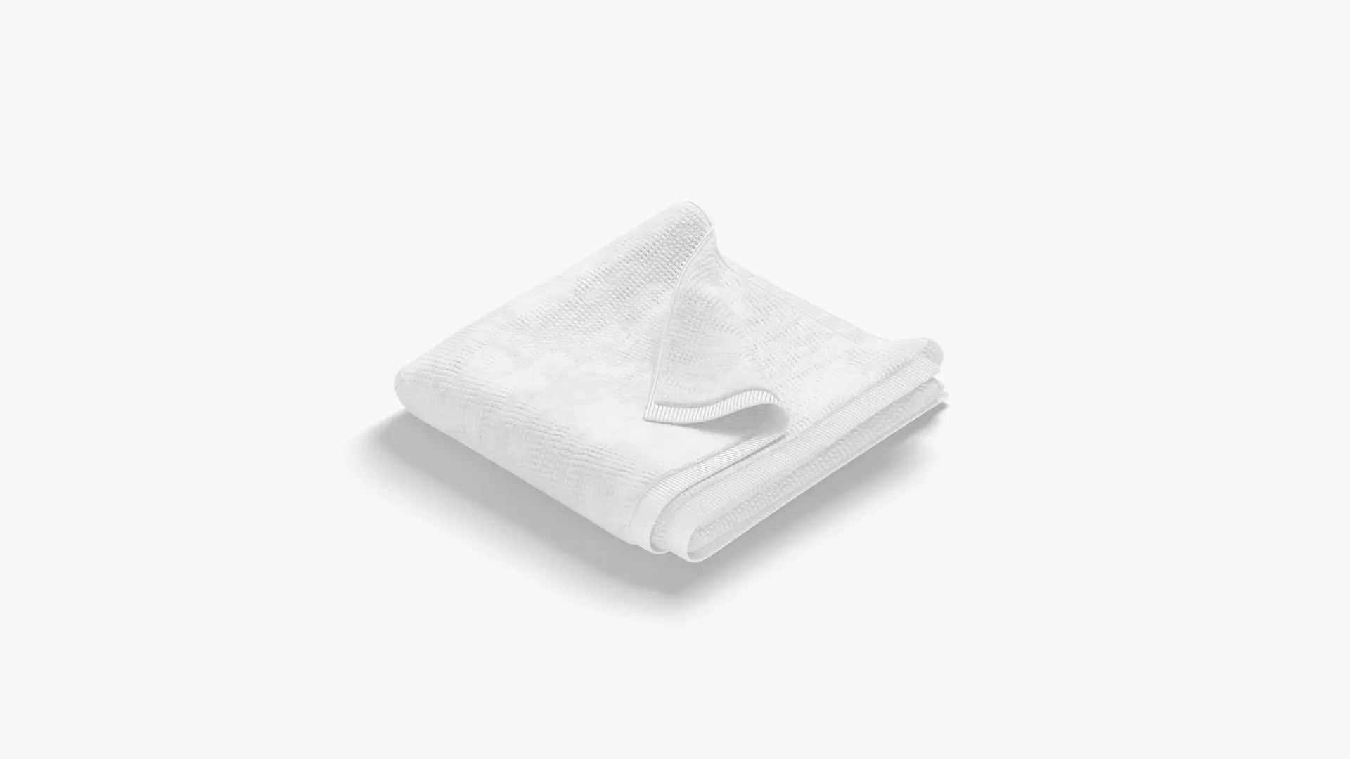 White Folded Bath Towel - terry shower beach towel Low-poly 3D model_0
