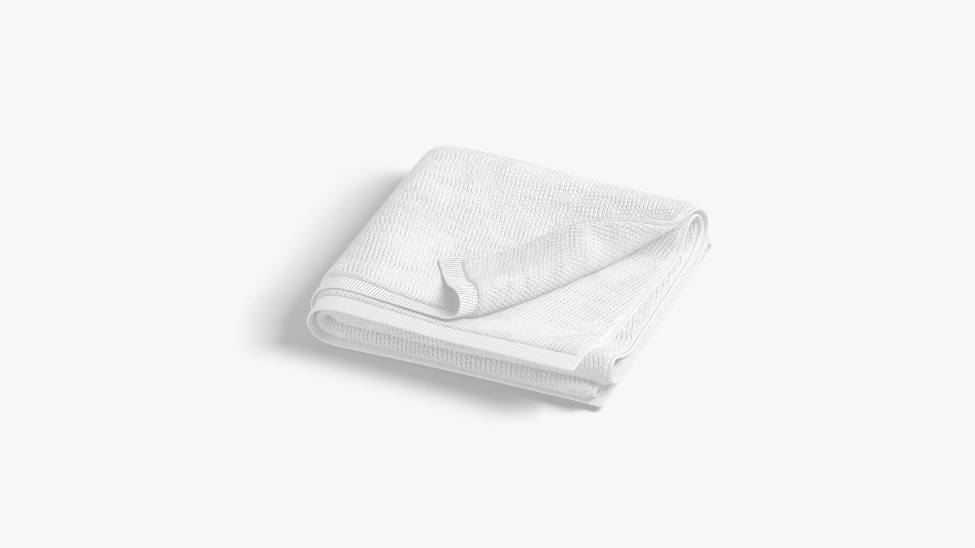 White Folded Bath Towel - terry shower beach towel Low-poly 3D model_4
