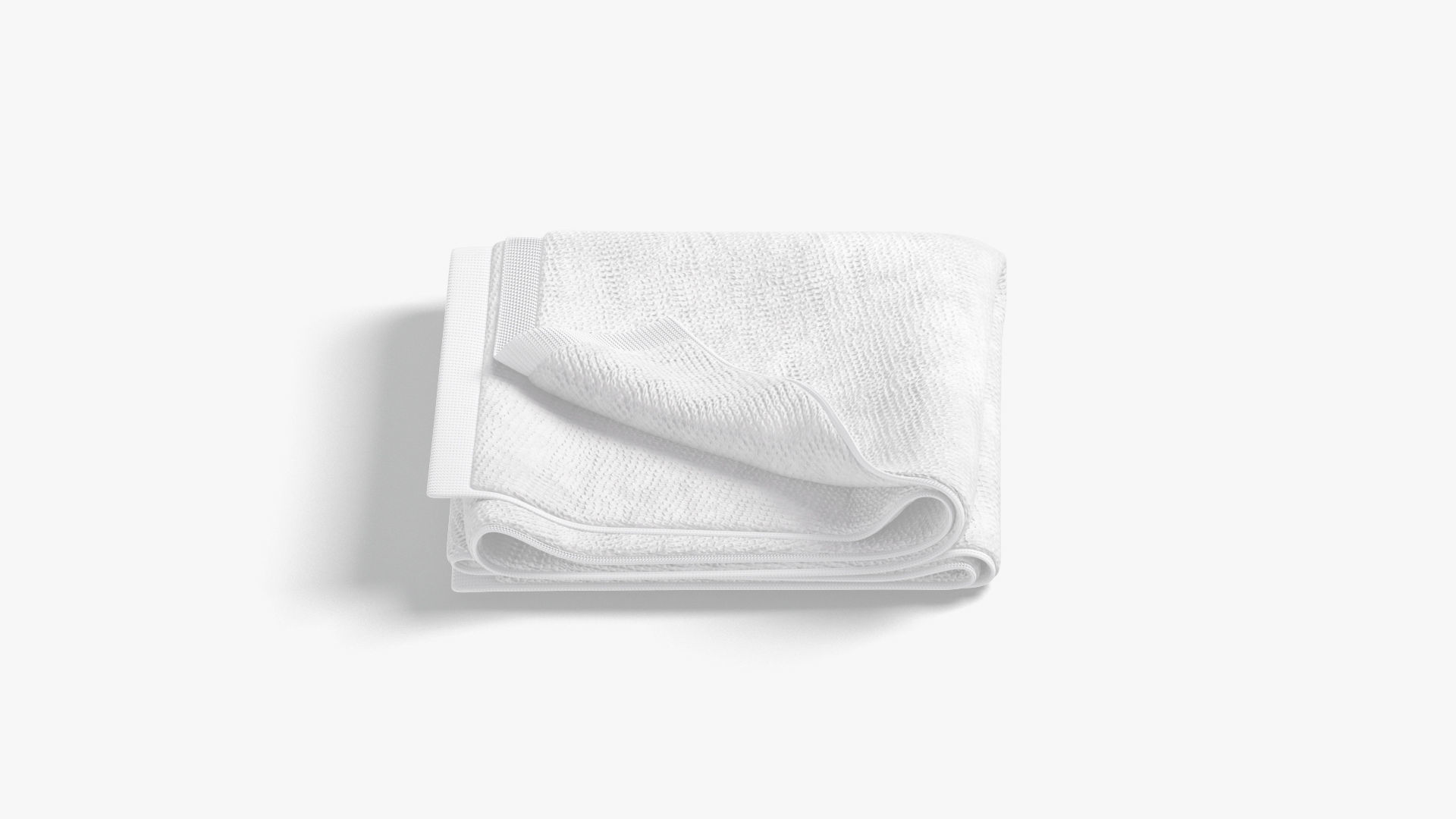White Folded Bath Towel - terry shower beach towel Low-poly 3D model_3