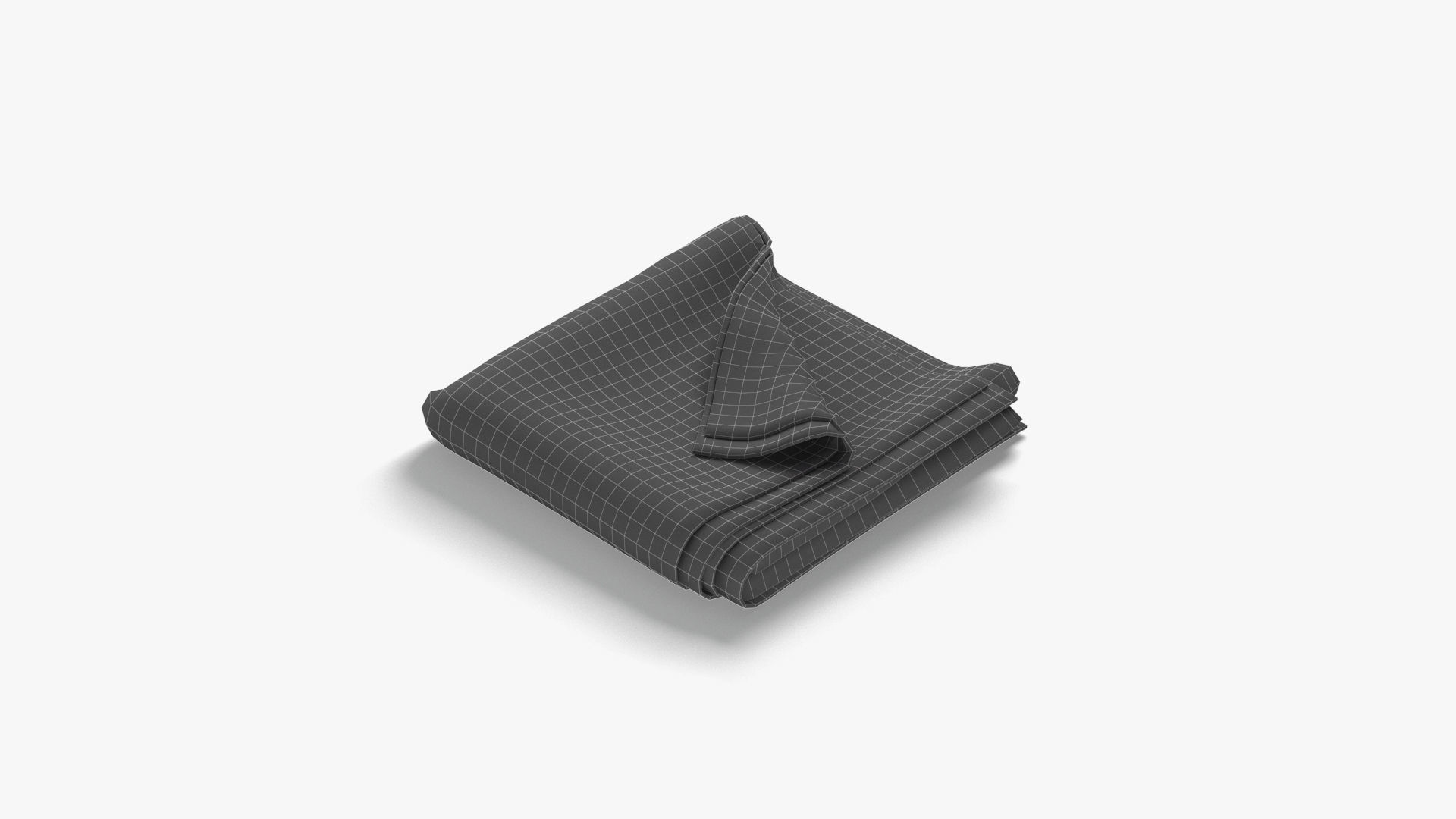 White Folded Bath Towel - terry shower beach towel Low-poly 3D model_6