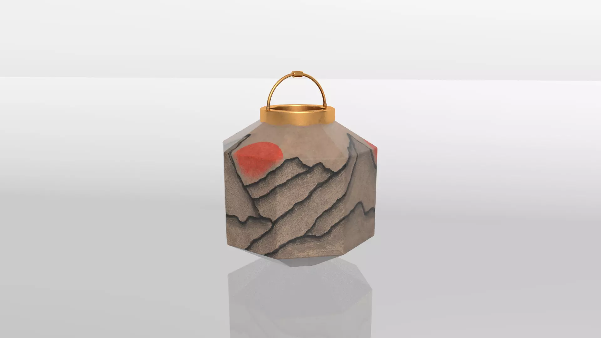 Painted-mountain Paper Lantern 3D model_0