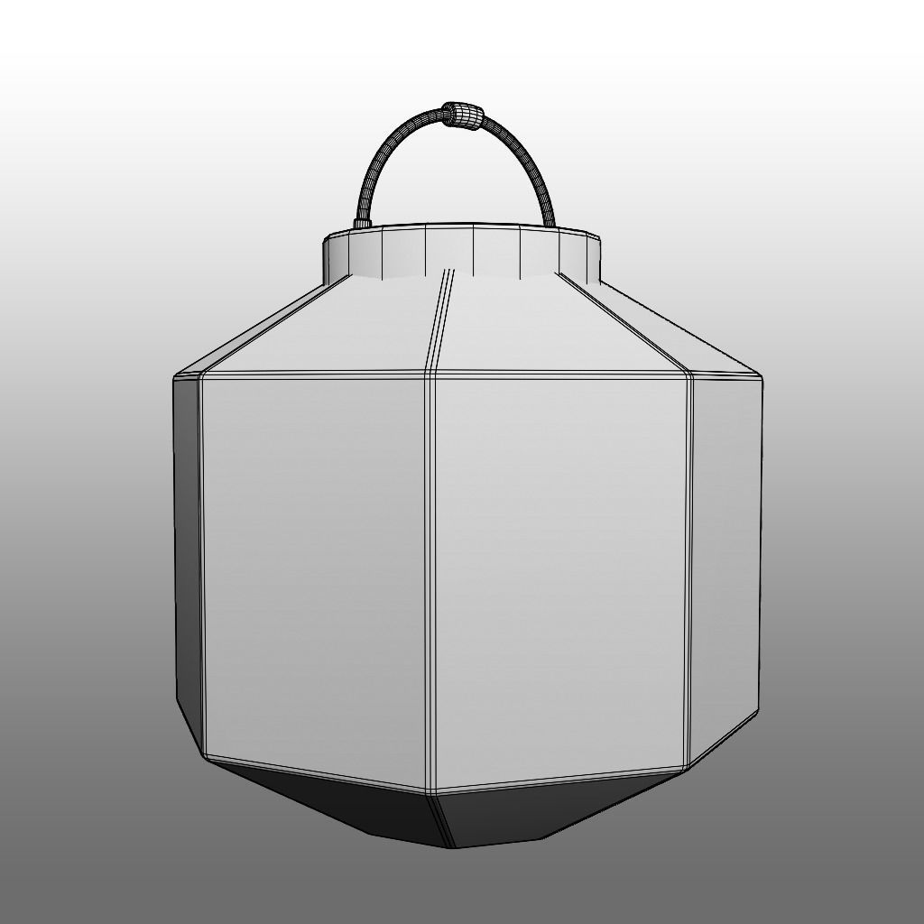 Painted-mountain Paper Lantern 3D model_4