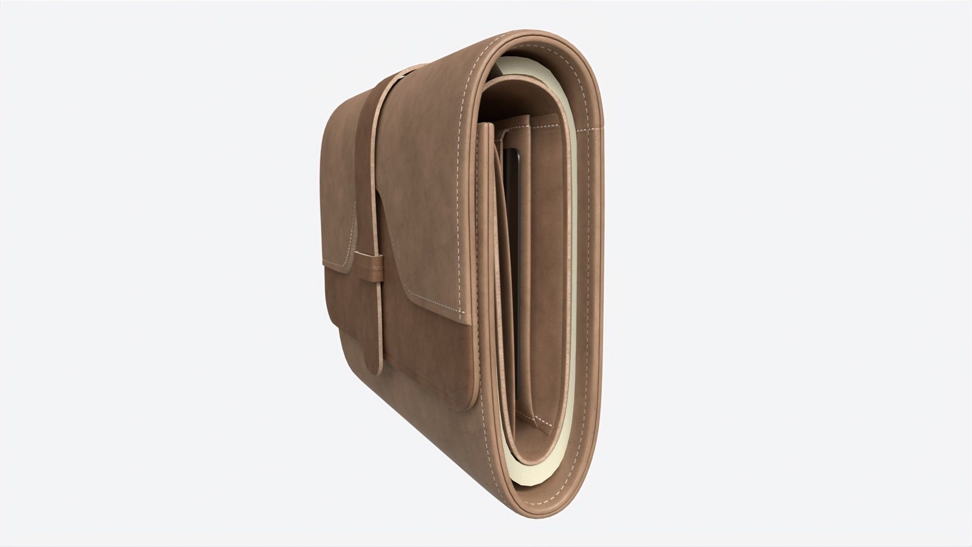 Leather Wallet for Women Brown 3D model_2