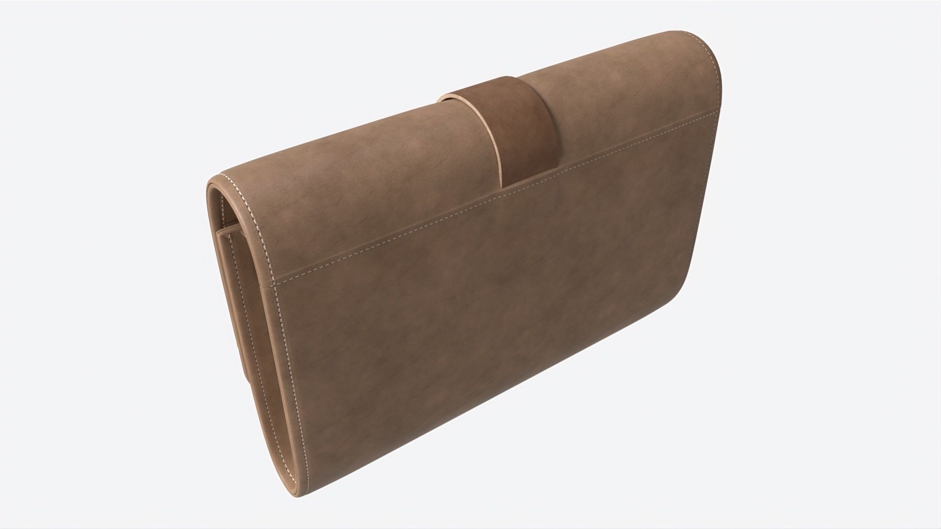 Leather Wallet for Women Brown 3D model_1