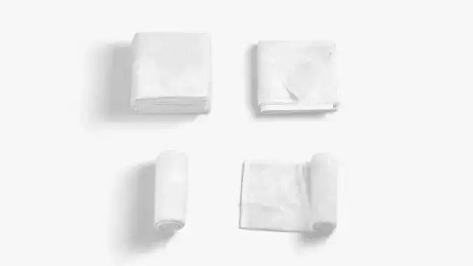 White Folded and Rolled Bath Towel - absorb beach towels Low-poly 3D model