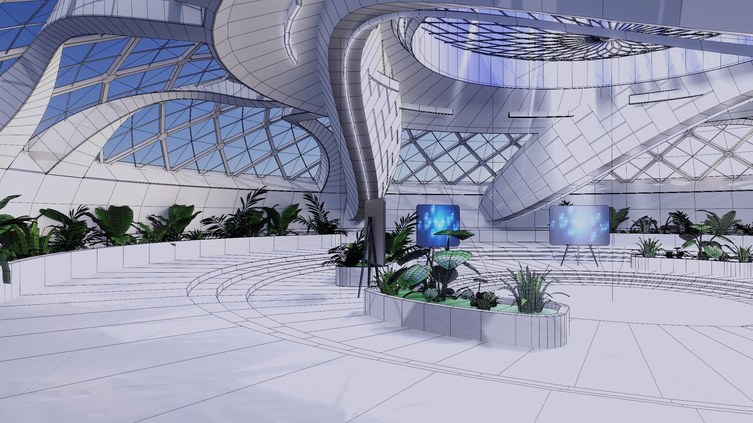 Sci Fi Exhibition Hall Interior 3D model | CGTrader